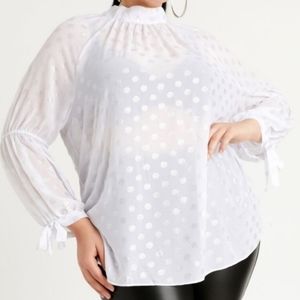 Ashley Stewart Metallic Dot Sheer Tie Sleeve Top Size 18/20